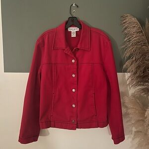Jones wear sport Red denim bomber jacket with pockets!
